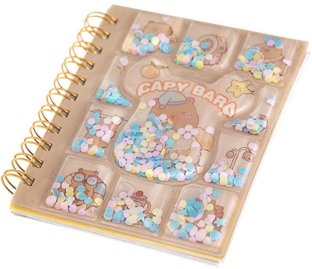 Notes z wodą i konfetti 10,7x8,5cm kapibara