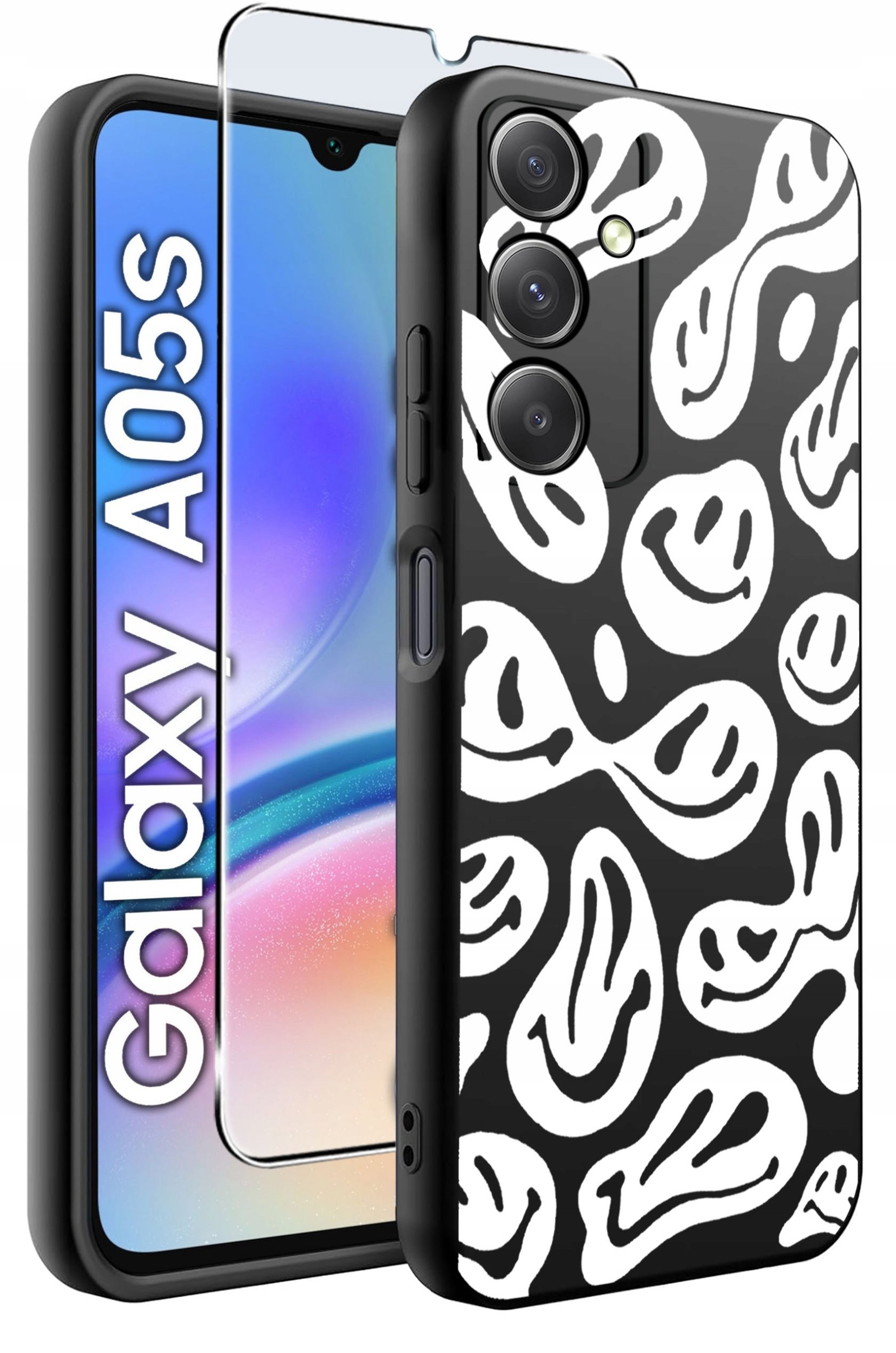 ETUI do Samsung A05s WZORY | SILIKONOWE MATT CASE + SZKŁO 9H