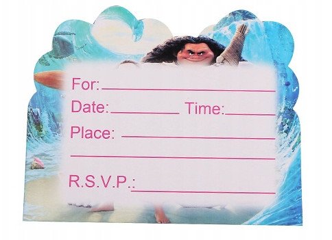 Zaproszenia Na Urodziny Dziecka - VAIANA - 10 szt