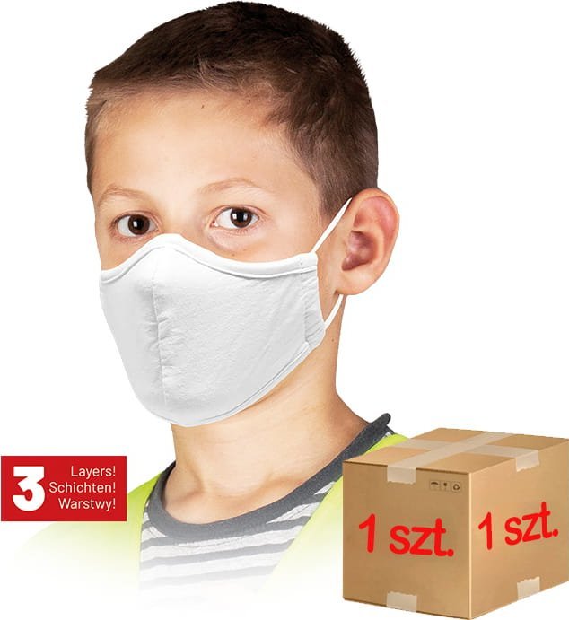 Reis Maseczka wielokrotnego użytku dla dzieci / Biała / MAS-SAFER-KIDS W