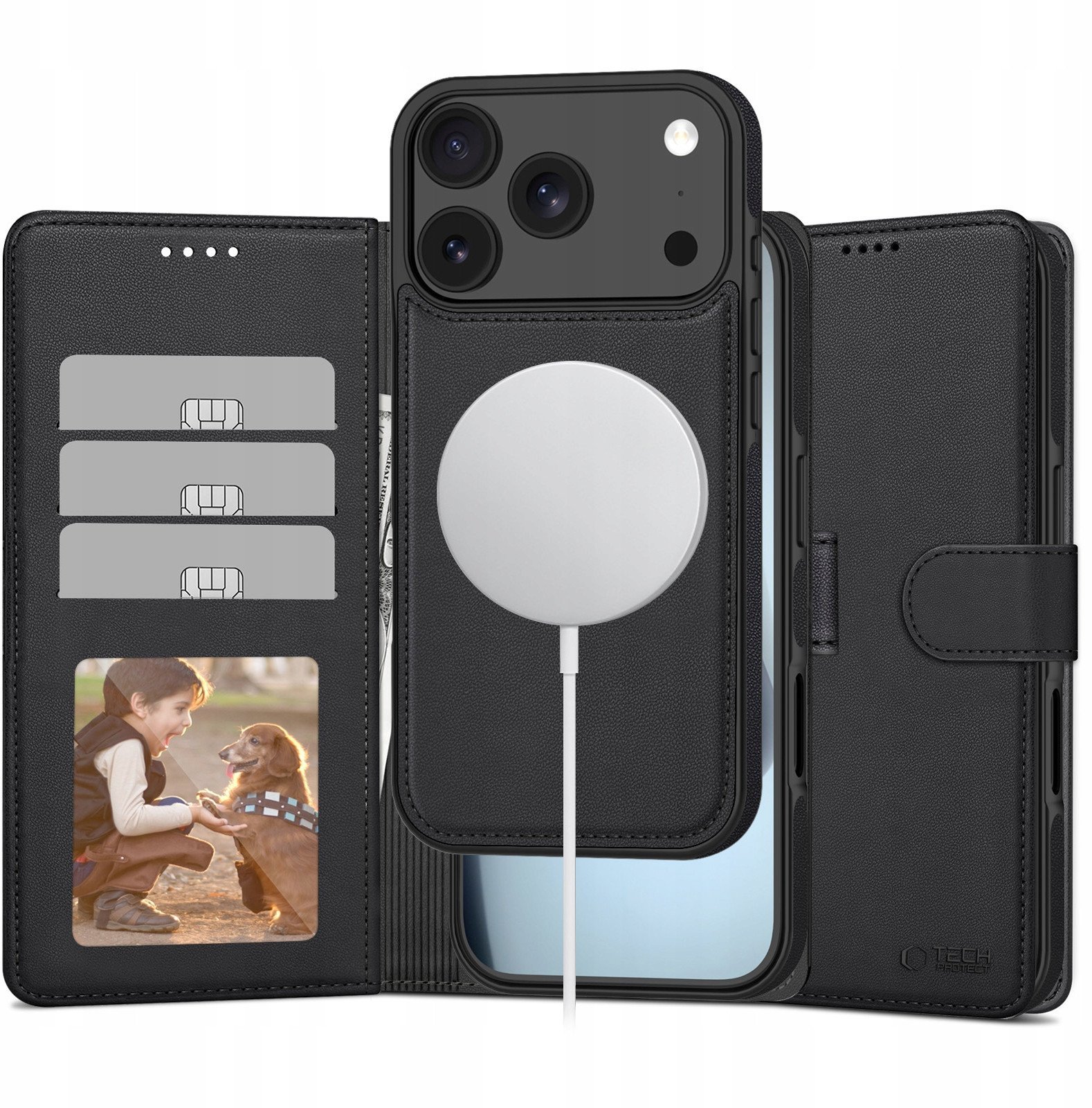 4kom.pl Etui z klapką Tech-protect Wallet MagSafe do Apple iPhone 17 Pro Matte Black