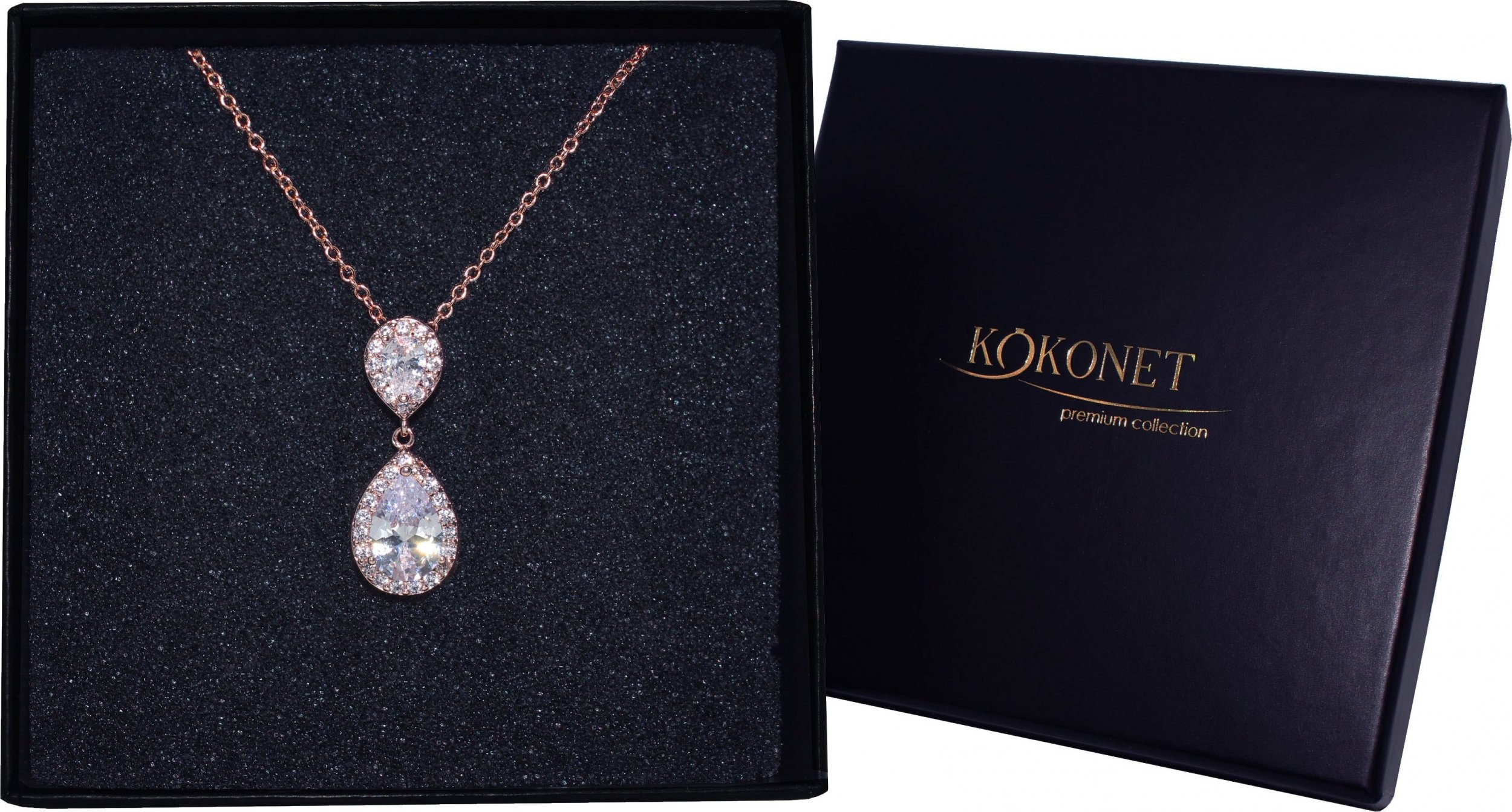 KOKONET NASZYJNIK MIGDAŁ podwójny wesele ślub RÓŻOWE ZŁOTO