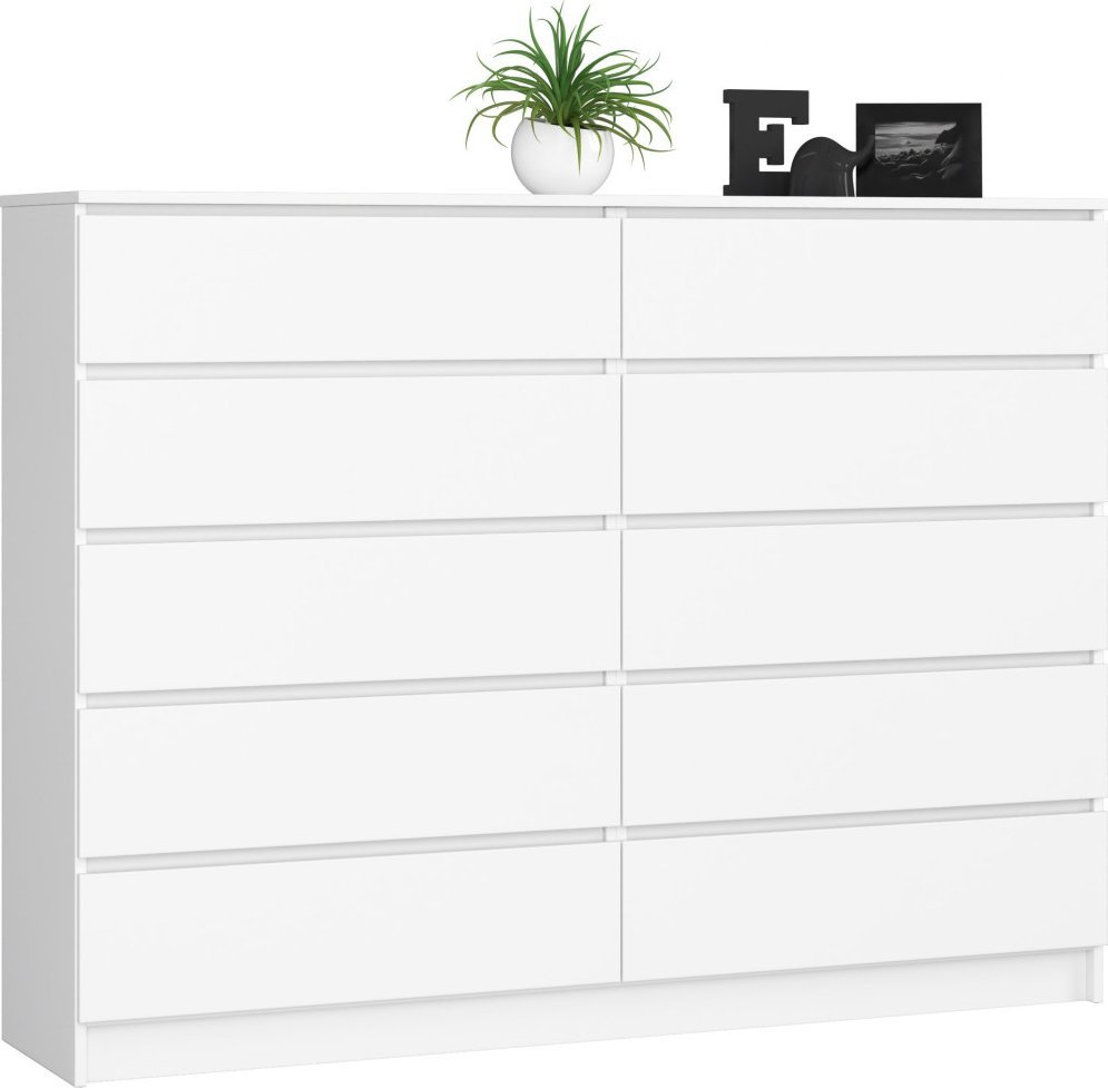 Fabryka Mebli Akord KOMODA K 160 cm 10 SZUFLAD BIAŁA