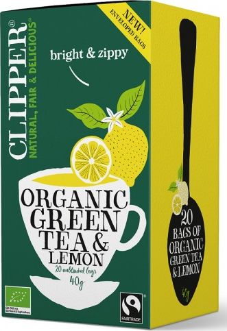 Clipper HERBATA ZIELONA Z CYTRYNĄ FAIR TRADE BIO 40 g (20 x 2 g) - CLIPPER