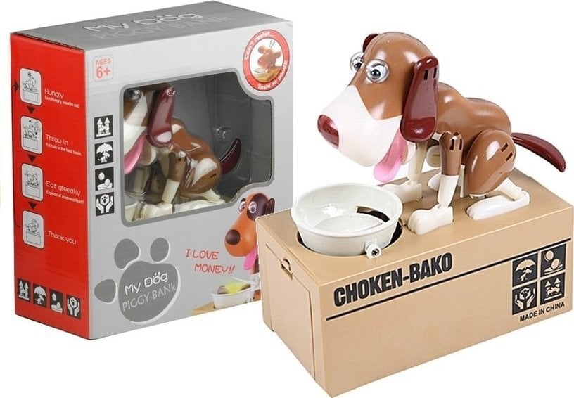 LeanToys Skarbonka Pies Zjadający Monety Jasnobrązowy LEAN Toys