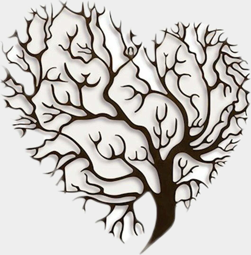 rzezbyzbrazu Metalowa Dekoracja Ścienna Ażurowa Brąz Serce i Drzewo