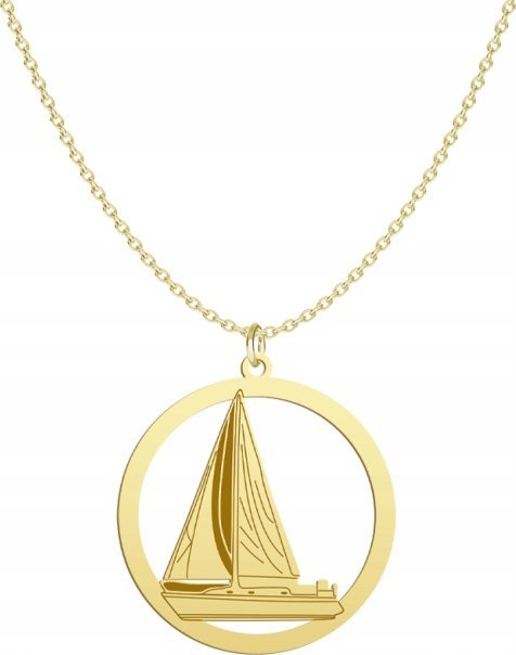 Radziszewska Jewellery Pozłacany Naszyjnik Żaglówka Żeglarstwo GRAWER