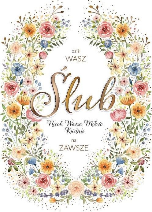 Karnet KW Ślub - Kolorowy pattern