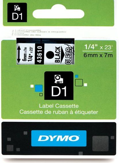 Dymo Taśma do drukarek D1 czarny/przezroczysty 6mm x 7m (S0720770)