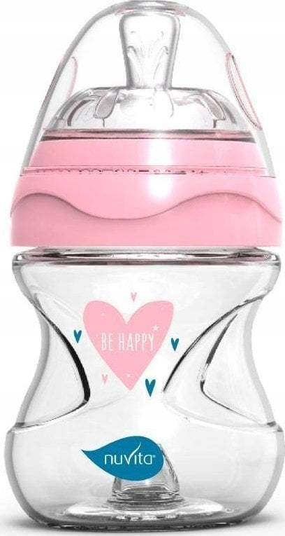 Nuvita Nuvita, Butelka szklana antykolkowa różowa, 140ml