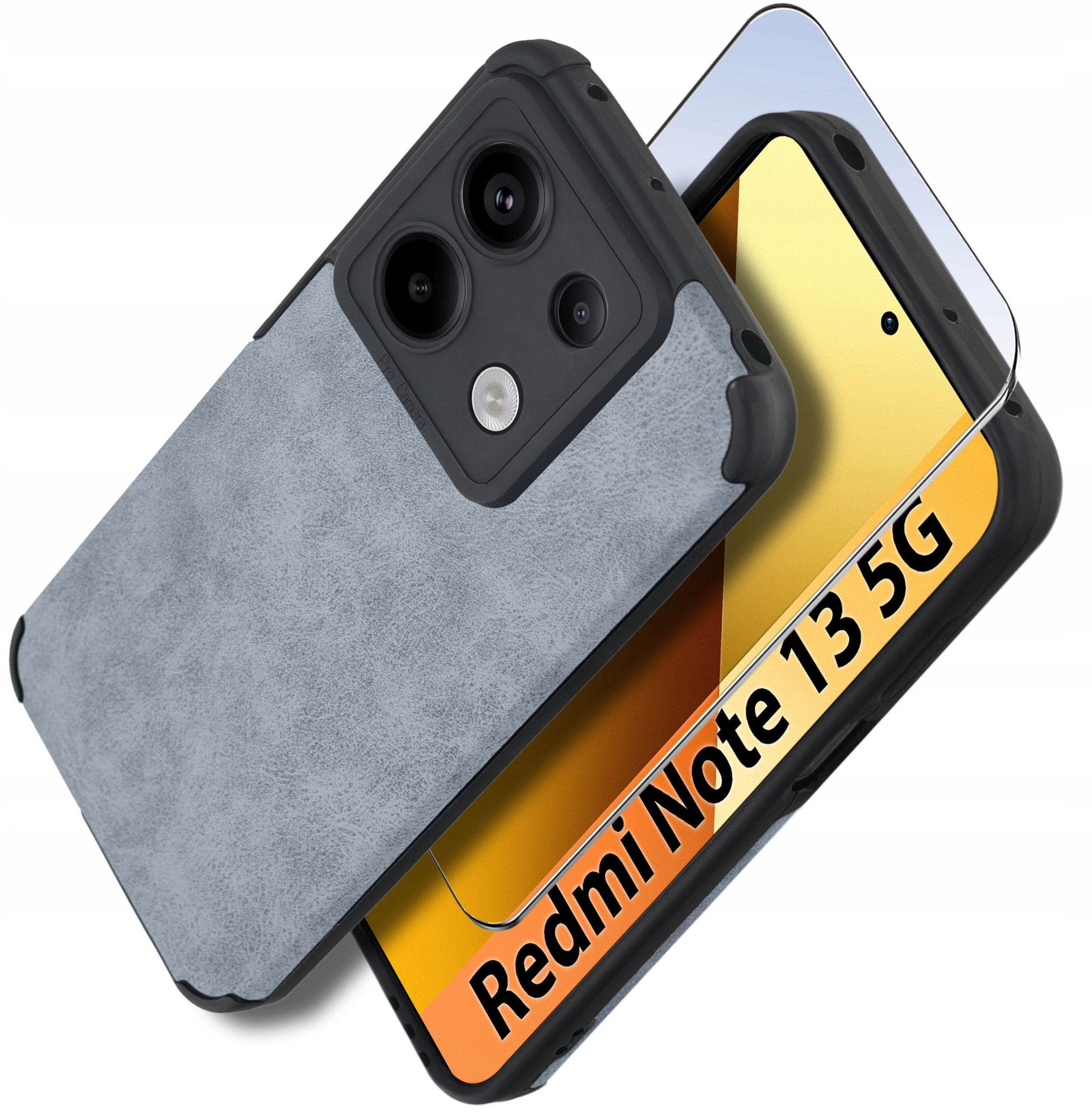 Etui do Xiaomi Redmi Note 13 5G silikonowe SKÓRZANE VINTAGE CASE + Szkło 9H