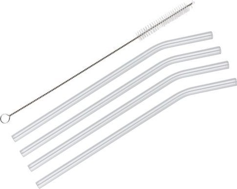 Cilio Słomki ze szczoteczką, 4 szt., 23 cm, szkło borokrzemowe, przezroczyste / Cilio