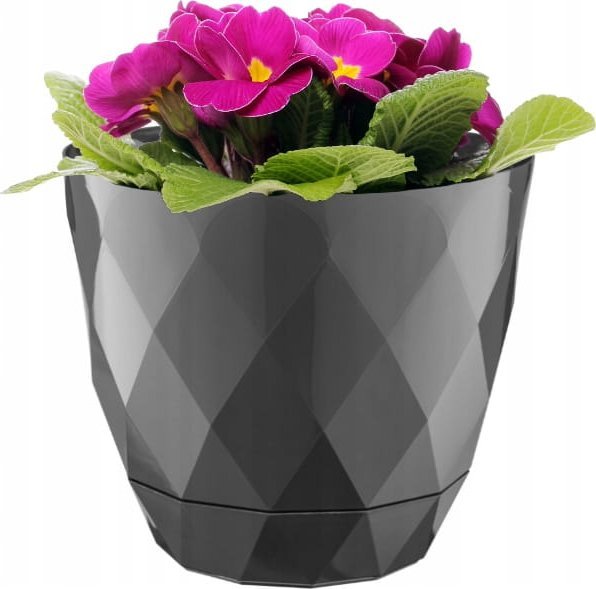 Osłonka antracyt plastikowa 15x17,5cm doniczka z podstawką