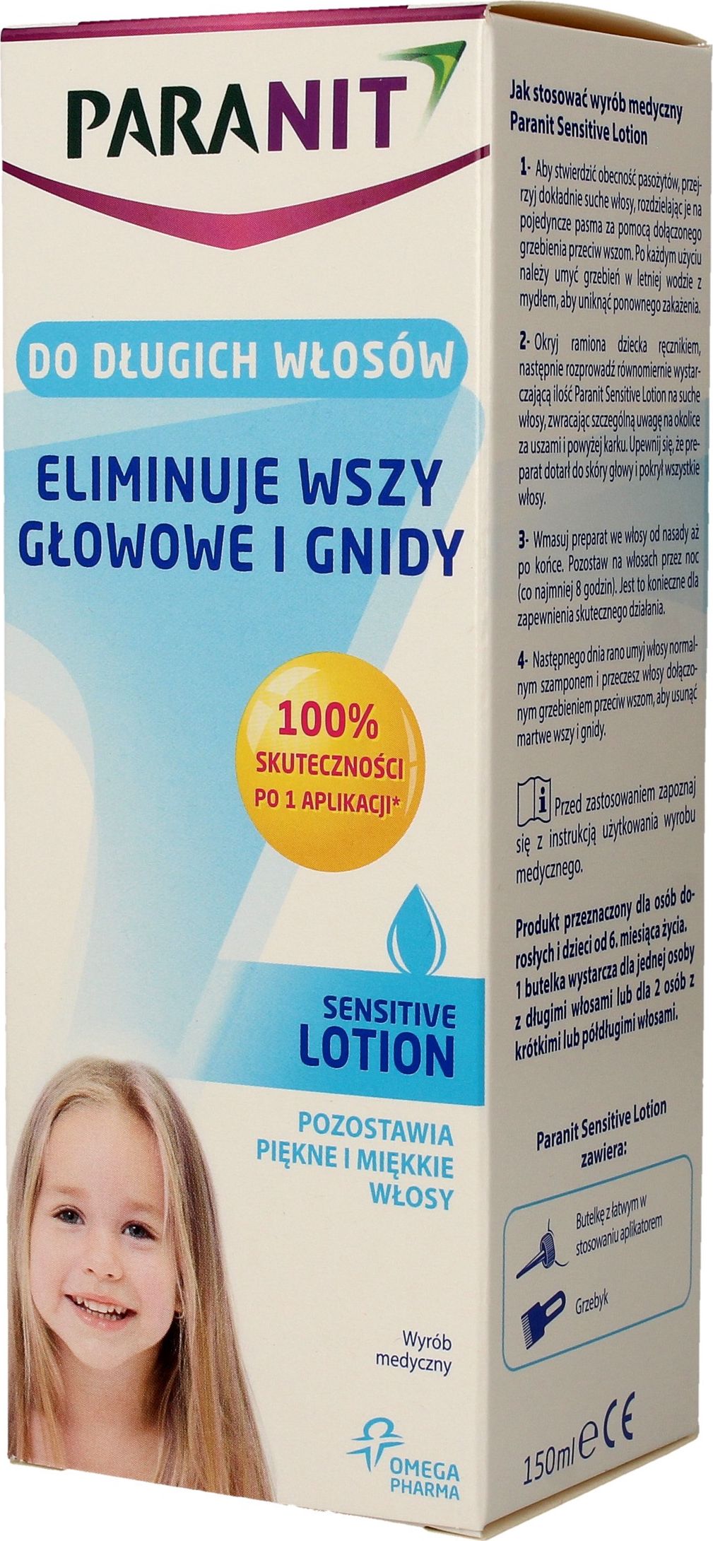 Lactacyd PARANIT Sensitive Lotion eliminujący wszy i gnidy do włosów długich 150ml