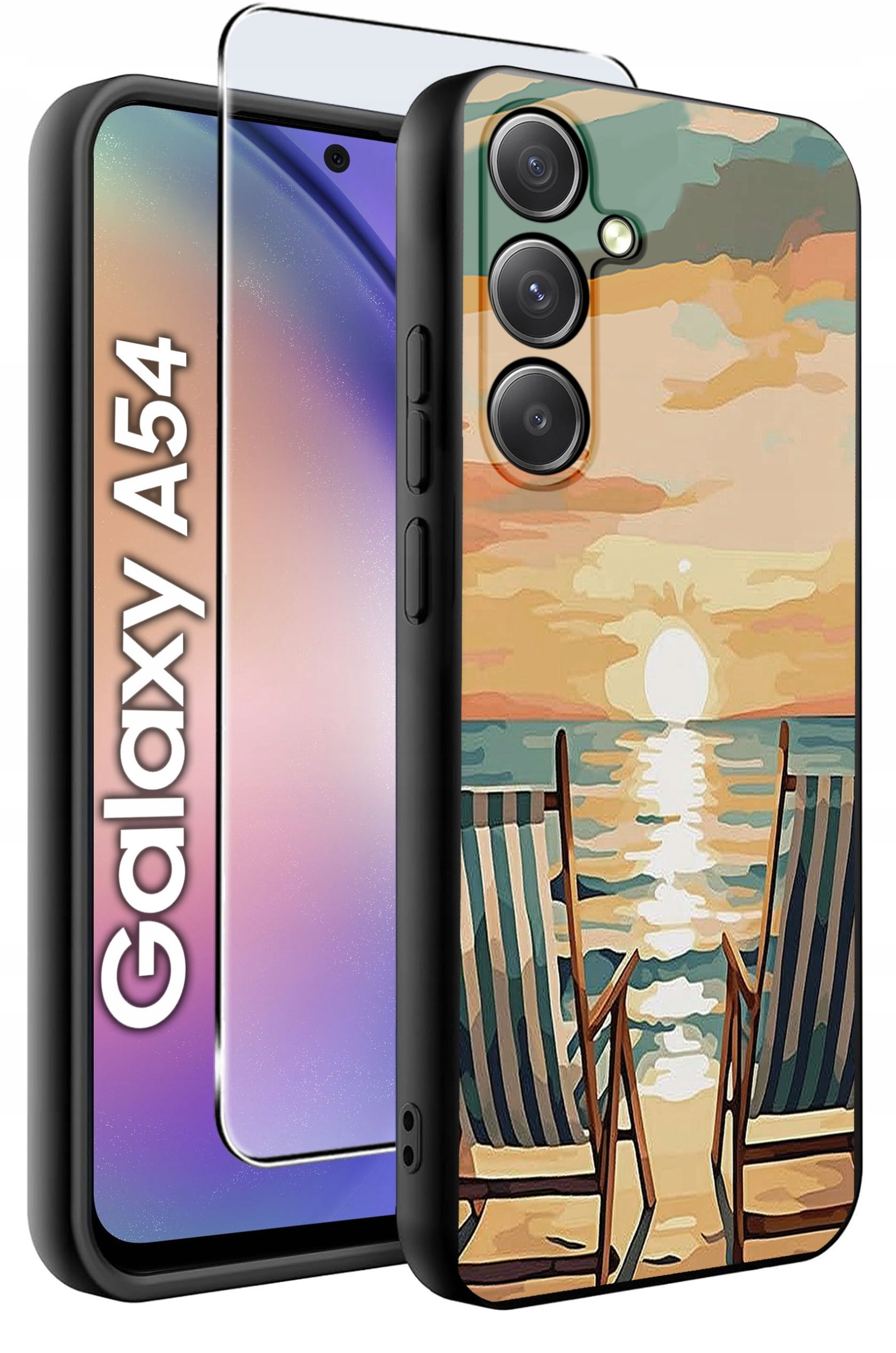 krainaGSM ETUI do Samsung A54 5G wzory | SILIKONOWE MATT CASE + SZKŁO 9H