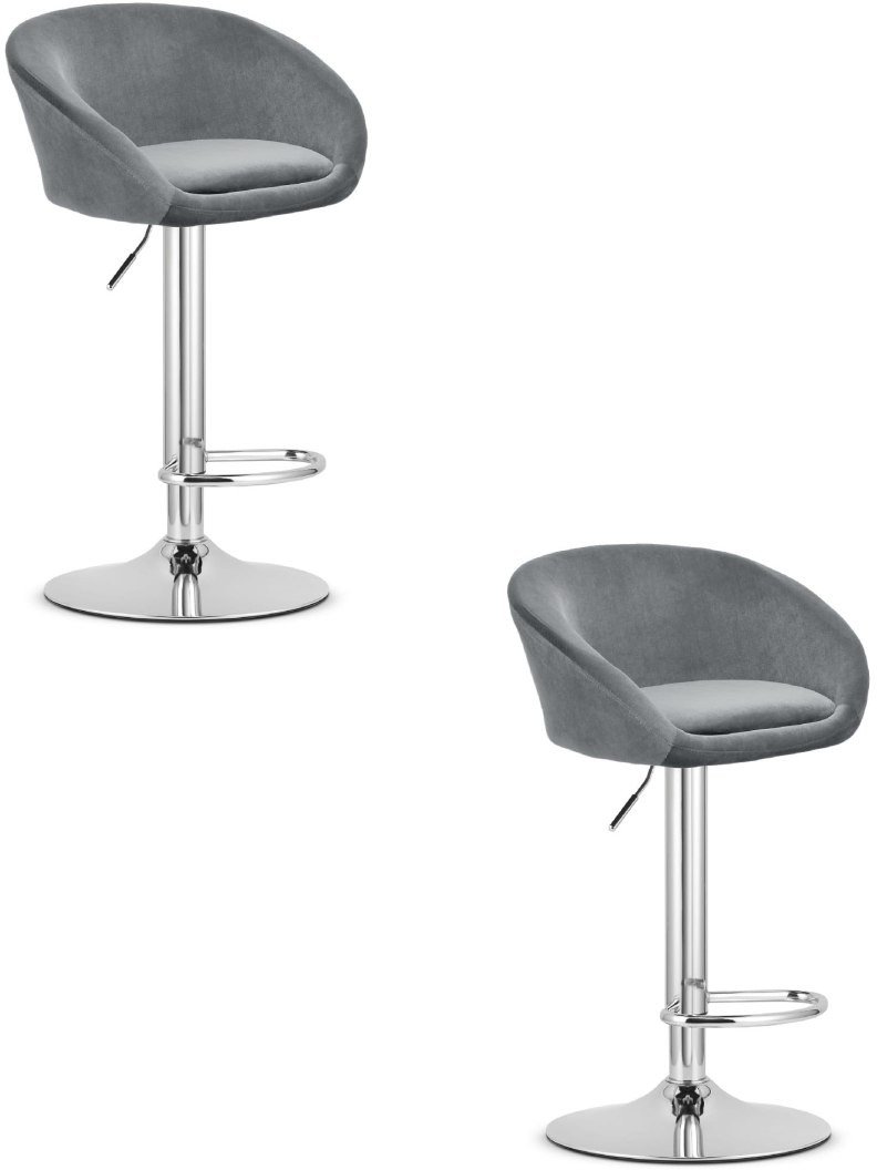 Hoker EAST - aksamit szary / baza chrom x 2