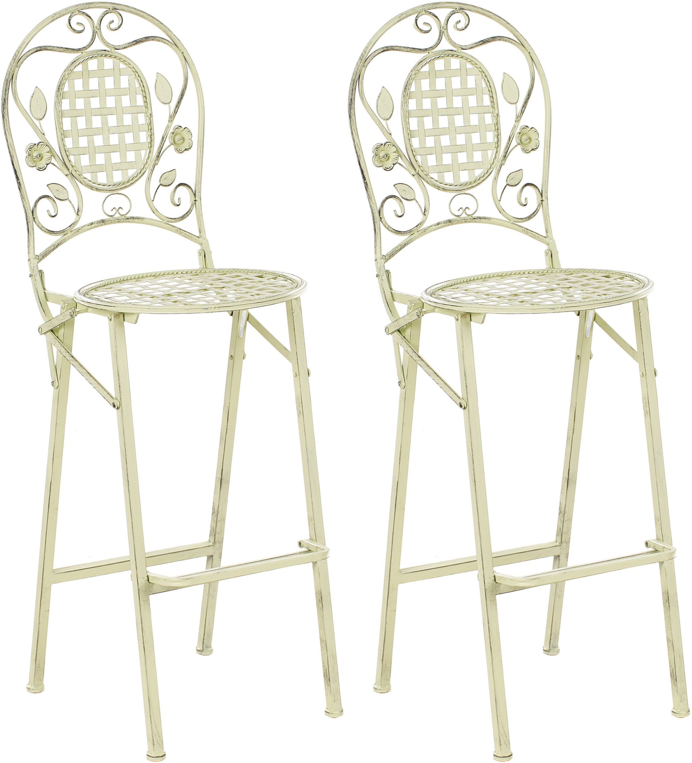 Zestaw 2 krzeseł barowych ogrodowych BIVIO Składane Metal Jasnozielony