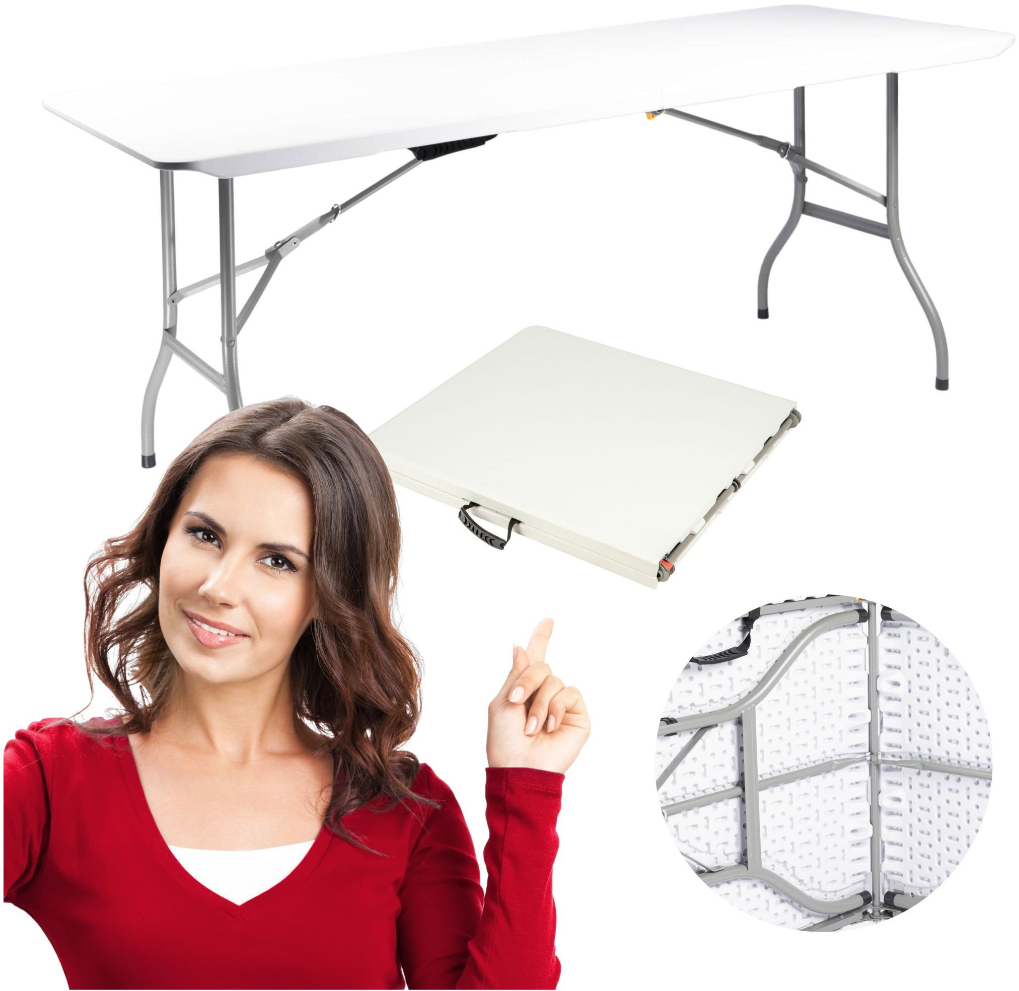 Duży stół składany jak walizka ogrodowy cateringowy bankietowy 180 cm