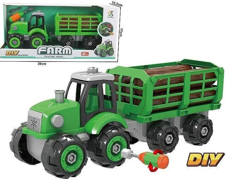 Traktor z przyczepą do skręcania ze śrubokrętem