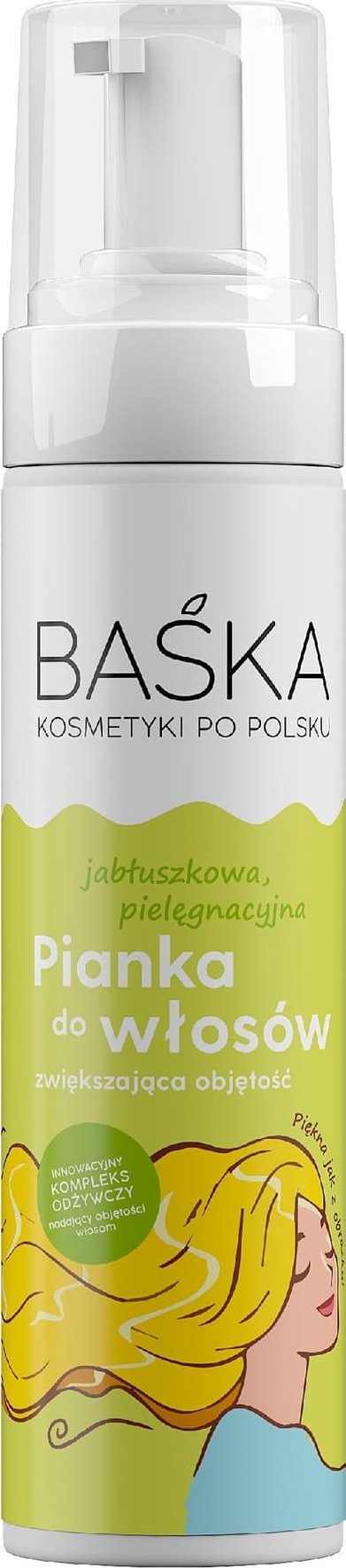 Solverx BAŚKA Kosmetyki Po Polsku Jabłuszkowa Pielęgnująca Pianka do włosów - zwiększająca objętość 200ml