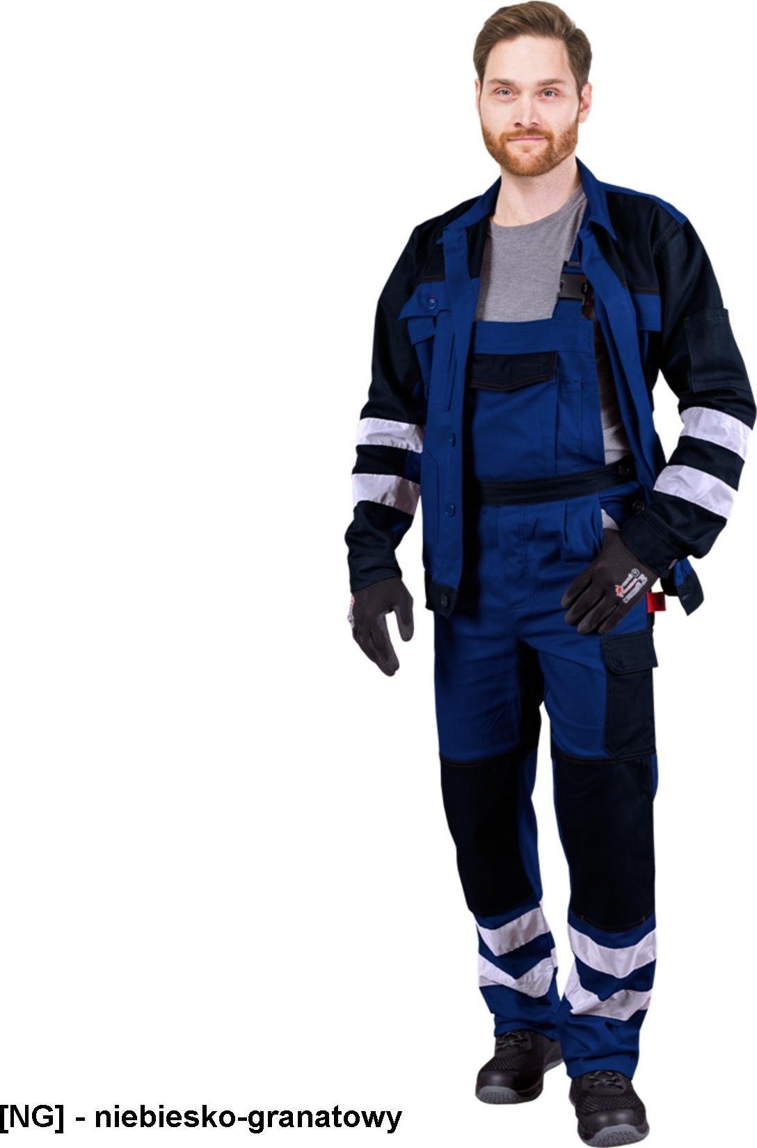 R.E.I.S. BOMULLX-B - spodnie ochronne ogrodniczki bomullx, 100% bawełna, 260-270 g/m2, ściągacz pas, 6 kieszeni, kieszenie na - niebiesko-granatowy 50