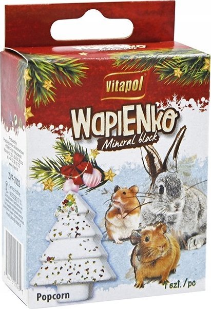 Vitapol Kostka wapienna choinka z popcornem dla gryzoni