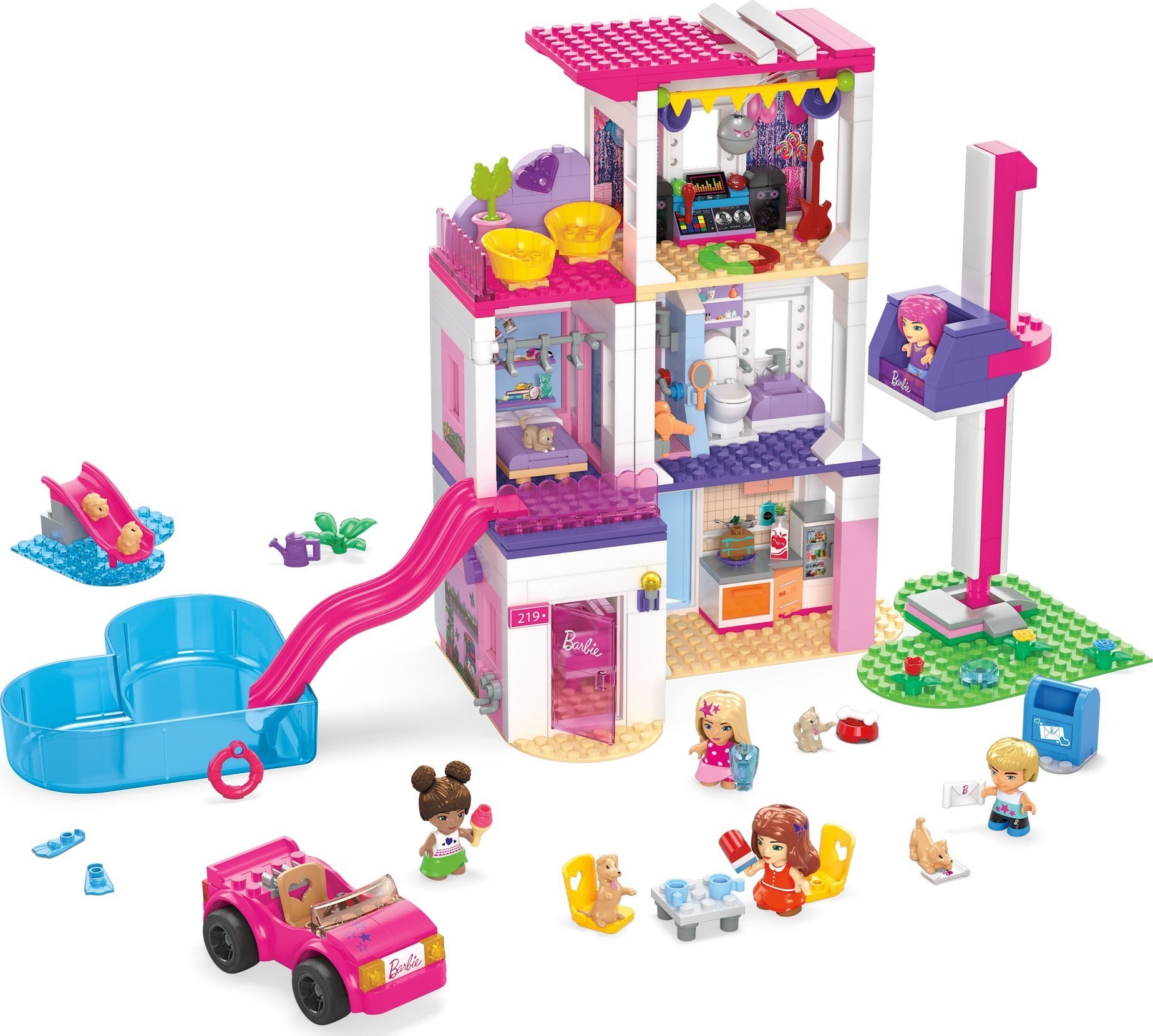 Mattel MEGA BLOKS Barbie Domek Marzeń DreamHouse Zestaw klocków HHM01 p4 MATTEL