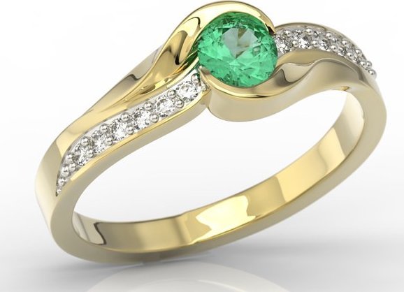 WĘC - Twój Jubiler Pierścionek z żółtego złota ze szmaragdem i diamentami model AP-6139Z-R 18 / UE- 58