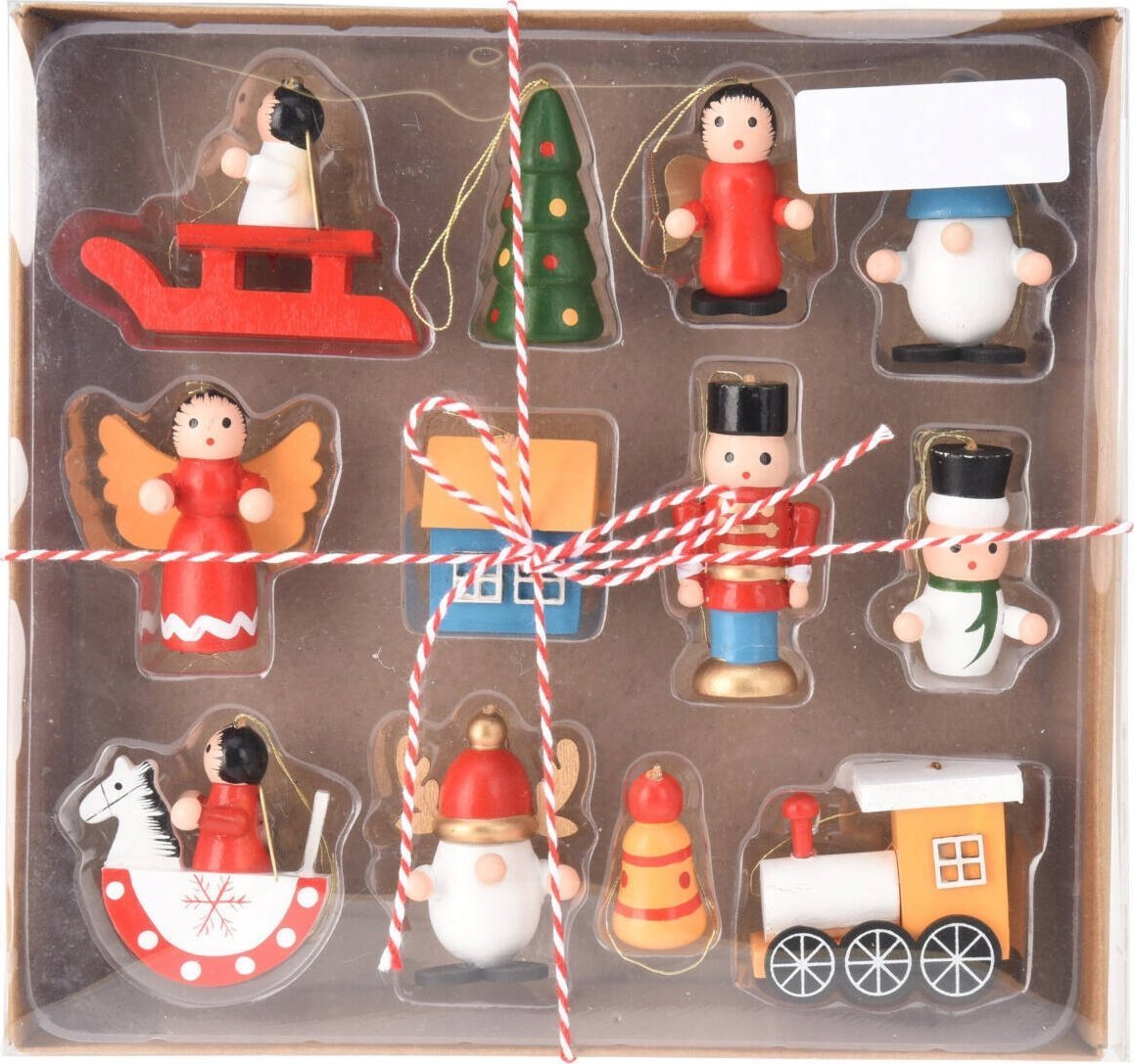 Home Styling Collection Zestaw drewnianych zabawek choinkowych, 12 szt.