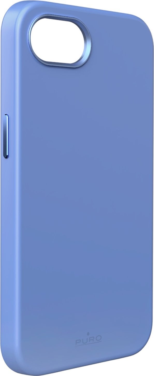 Puro Liquid Silicon Cover "ICON MAG PRO" with Magsafe, metal buttons and camera ring for iPhone 16E, blue