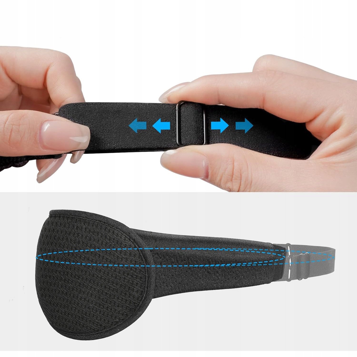 Opaska na Oczy do Spania Maska 3D Podróżna Zaciemniająca Światło 2cm PIANKI PACZ-EYE02