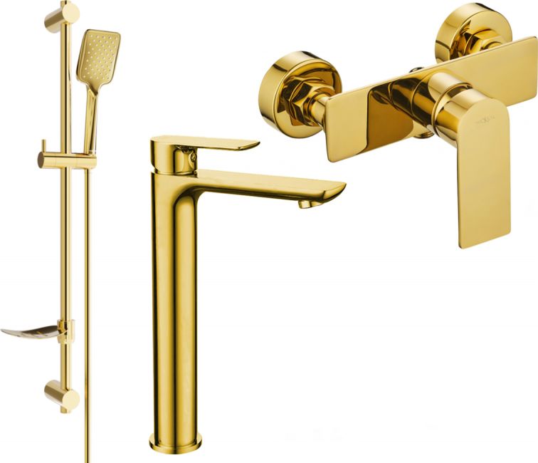 Mexen Mexen Alfa DF62 zestaw prysznicowy, złoty - 745714DF62-50