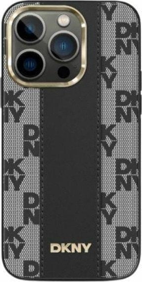 DKNY Leather Checkered Mono Pattern MagSafe - Etui iPhone 13 Pro (czarny)