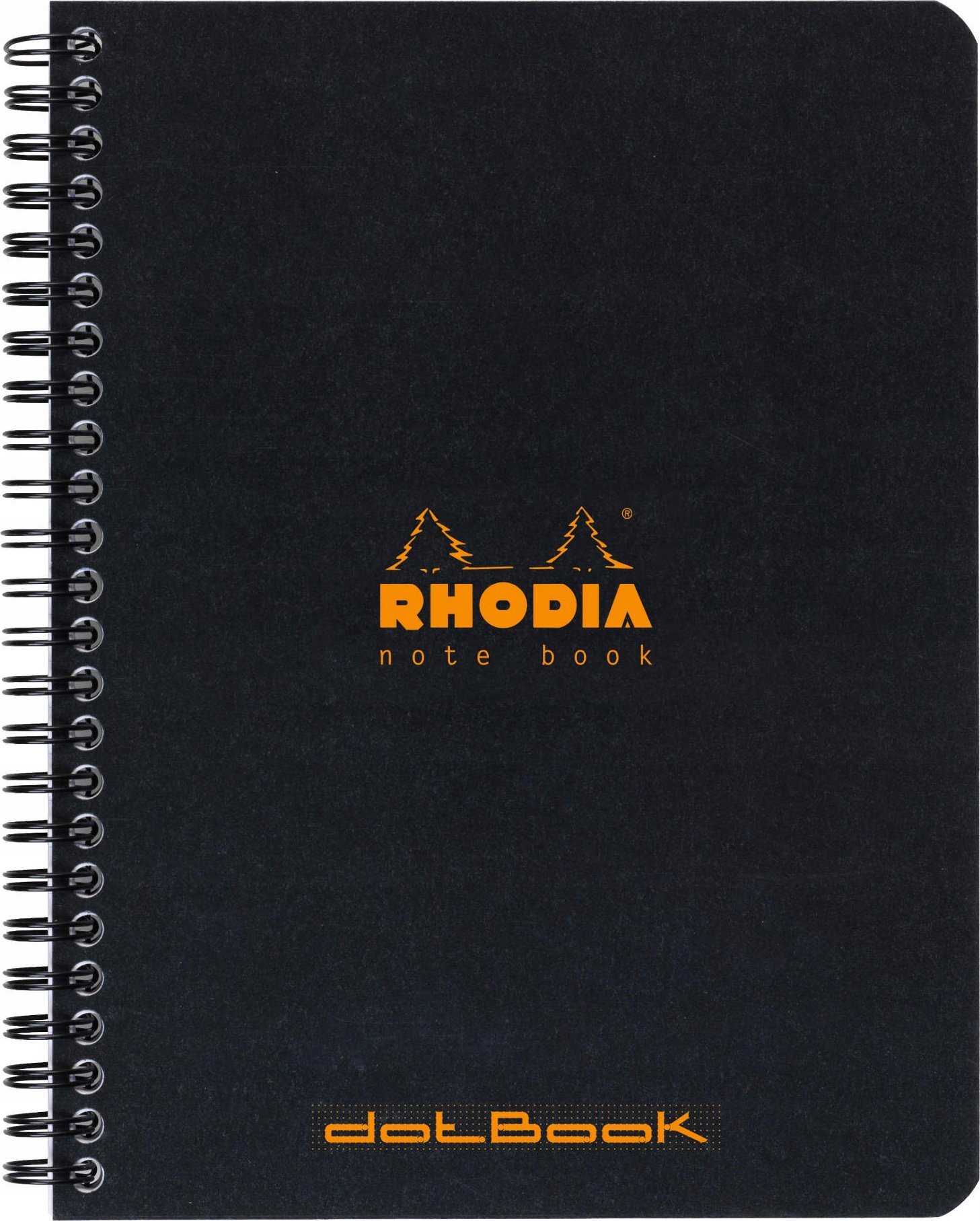 Rhodia kollegiehæfte - spiral indbundet A5 dotted papir - sort omslag - 80gram - 160 sider/80 ark (Rhodia nr. 193439C)
