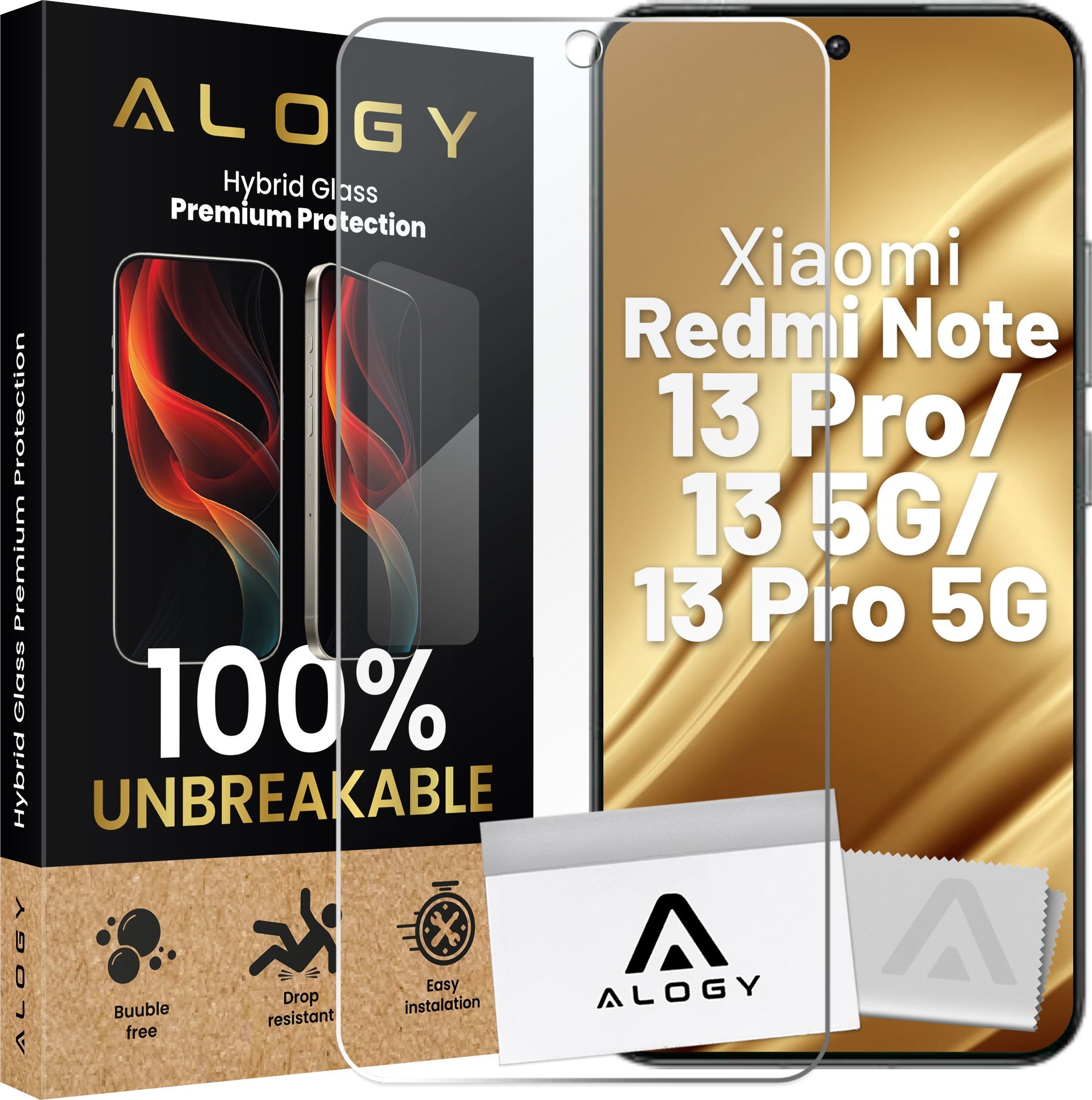 Alogy Szkło hybrydowe do Xiaomi Redmi Note 13 Pro / Note 13 5G / Note 13 Pro 5G na ekran Alogy Flexi Glass 9H Case Friendly płaskie na ekran