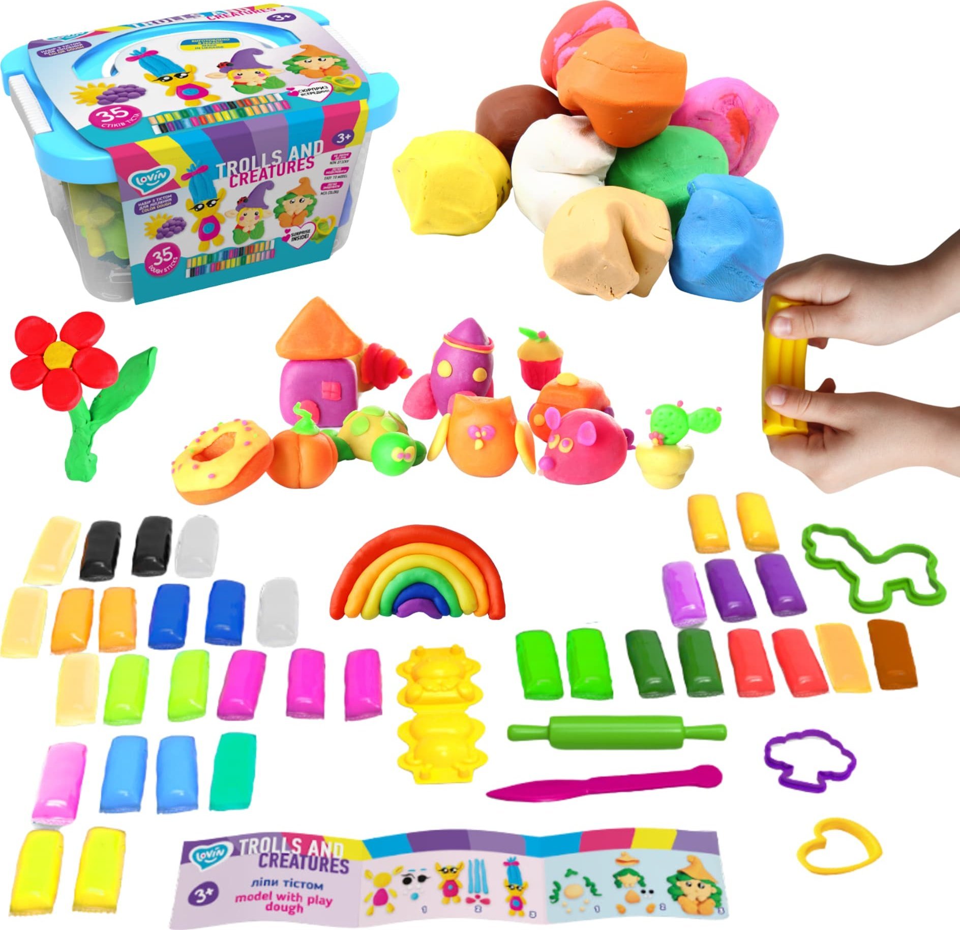 Zestaw Kreatywny Trolle Stwory Plastelina Ciastolina Do Modelowania Foremki