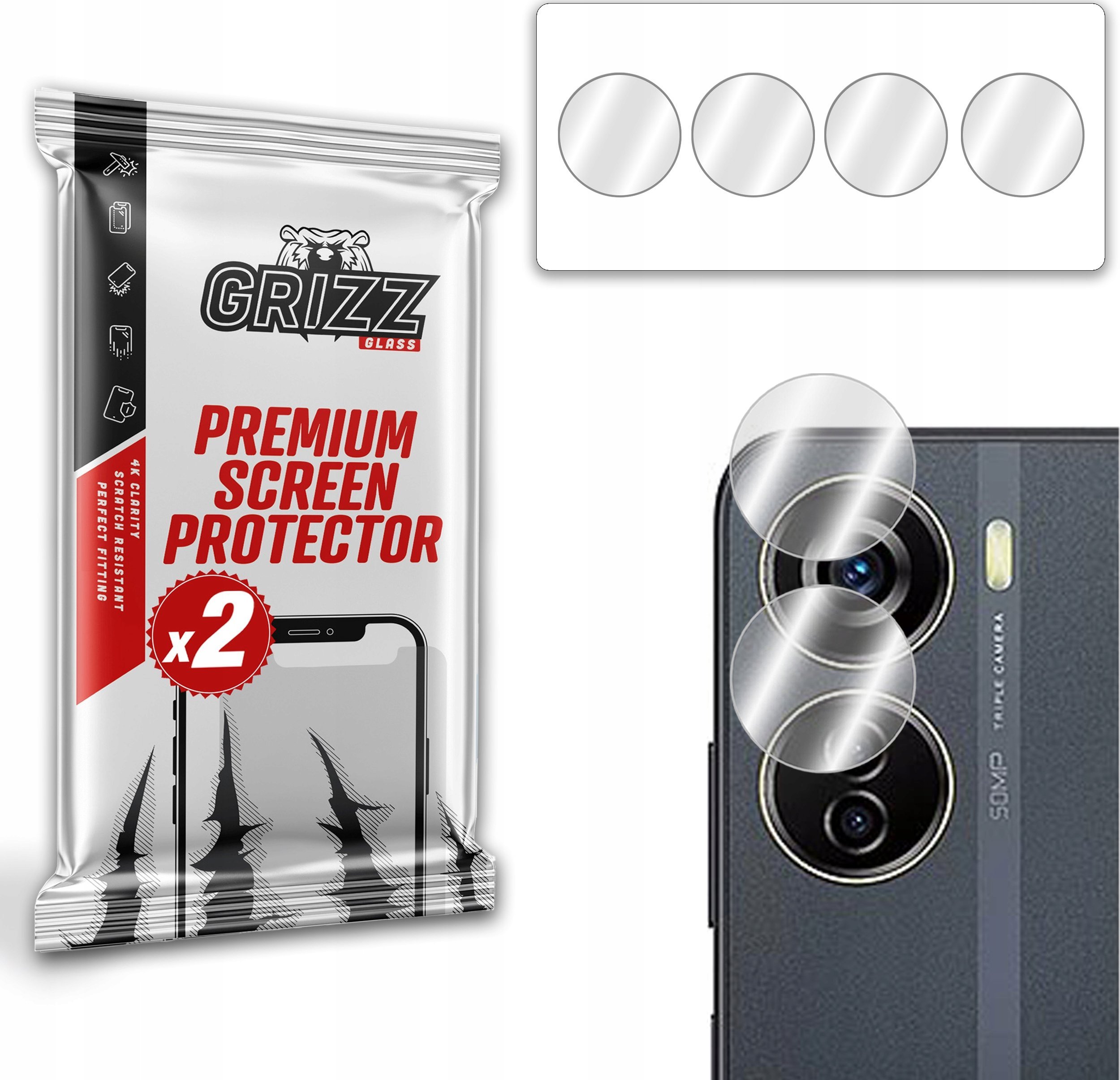 GrizzGlass Szkło na aparat GrizzGlass HybridGlass Camera do ZTE Blade V40 Design