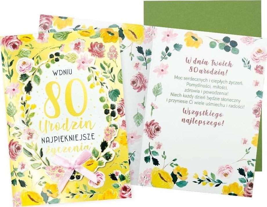 Karnet B6 Urodziny 80 (kwiaty)