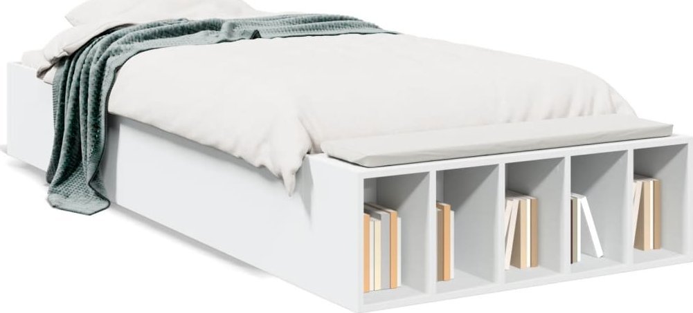 vidaXL Rama łóżka, biała, 90x200 cm, materiał drewnopochodny