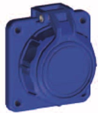 PCE Gniazdo tablicowe pokrywa na zawiasach 10/16A 230V 75 x 75 niebieskie IP68 NAUTILUS (20342-8b)