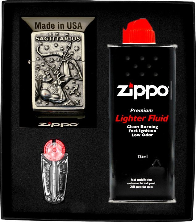 Zestaw ZIPPO Zapalniczka ZODIAC SAGITARIUS strzelec Prezentowy No1