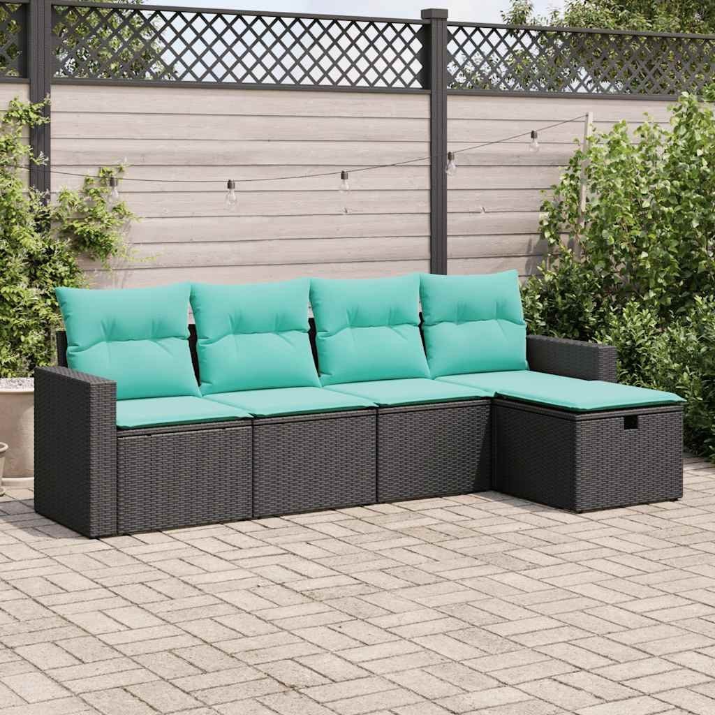 Garden Sofa Set Black and Blue