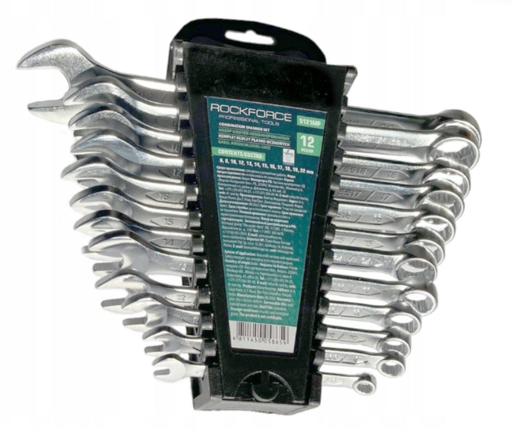 Zestaw kluczy płasko-oczkowych 12el. (6, 8,10,12-19,22mm)