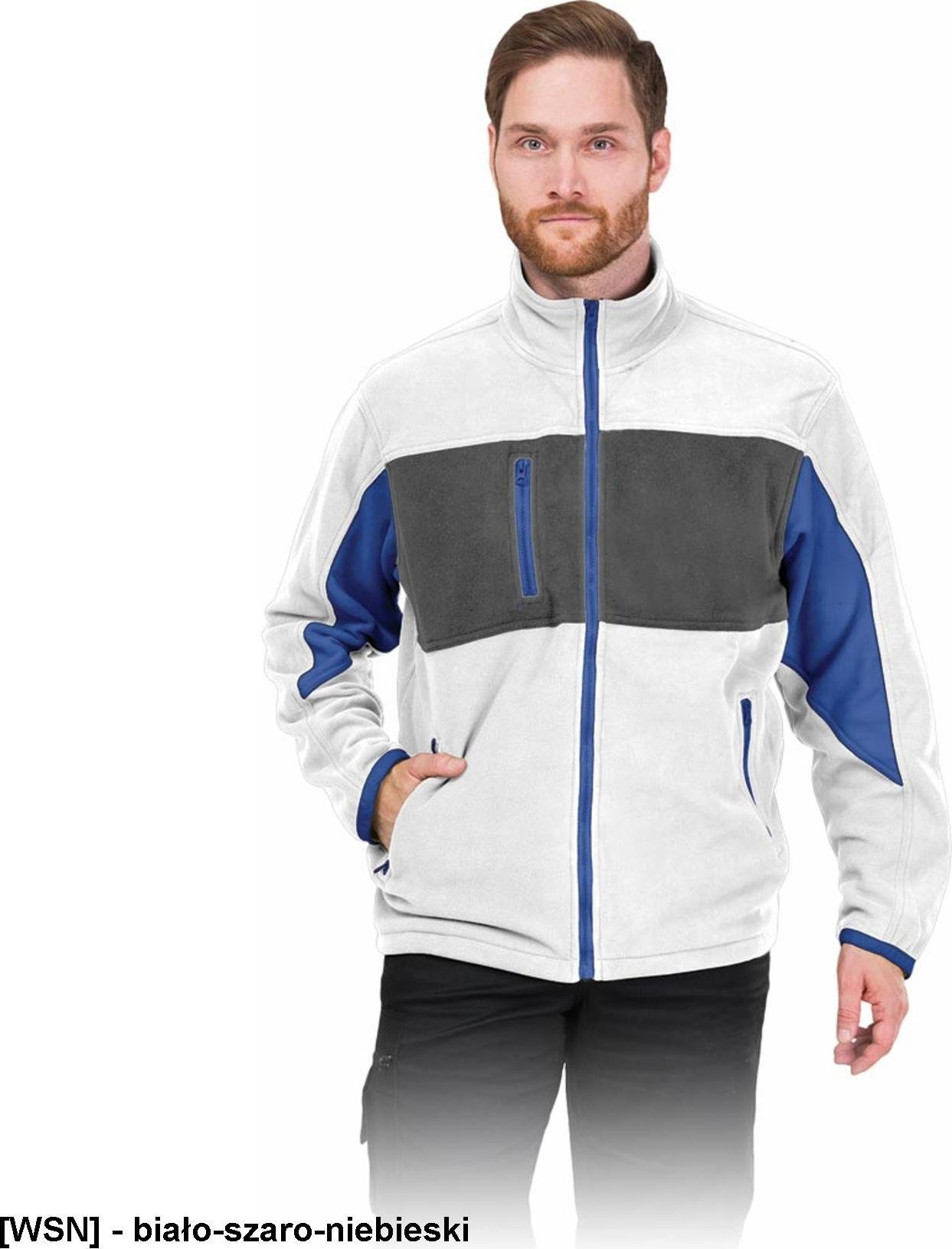 Leber&Hollman LH-FMN-P - bluza polarowa - biało-szaro-niebieski 3XL