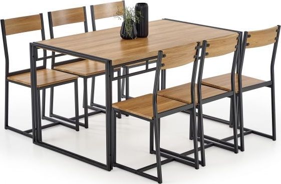 Halmar Zestaw BOLIVAR stół + 6 krzeseł dąb złoty