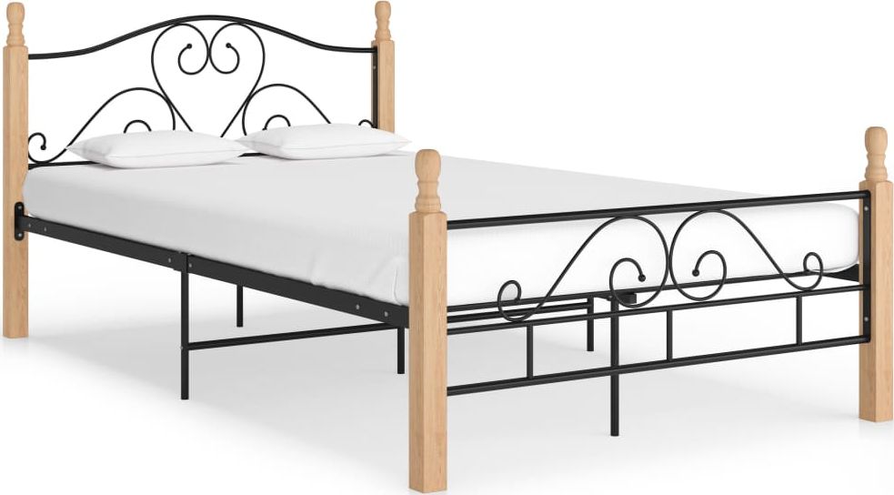 vidaXL Rama łóżka, czarna, metalowa, 120 x 200 cm
