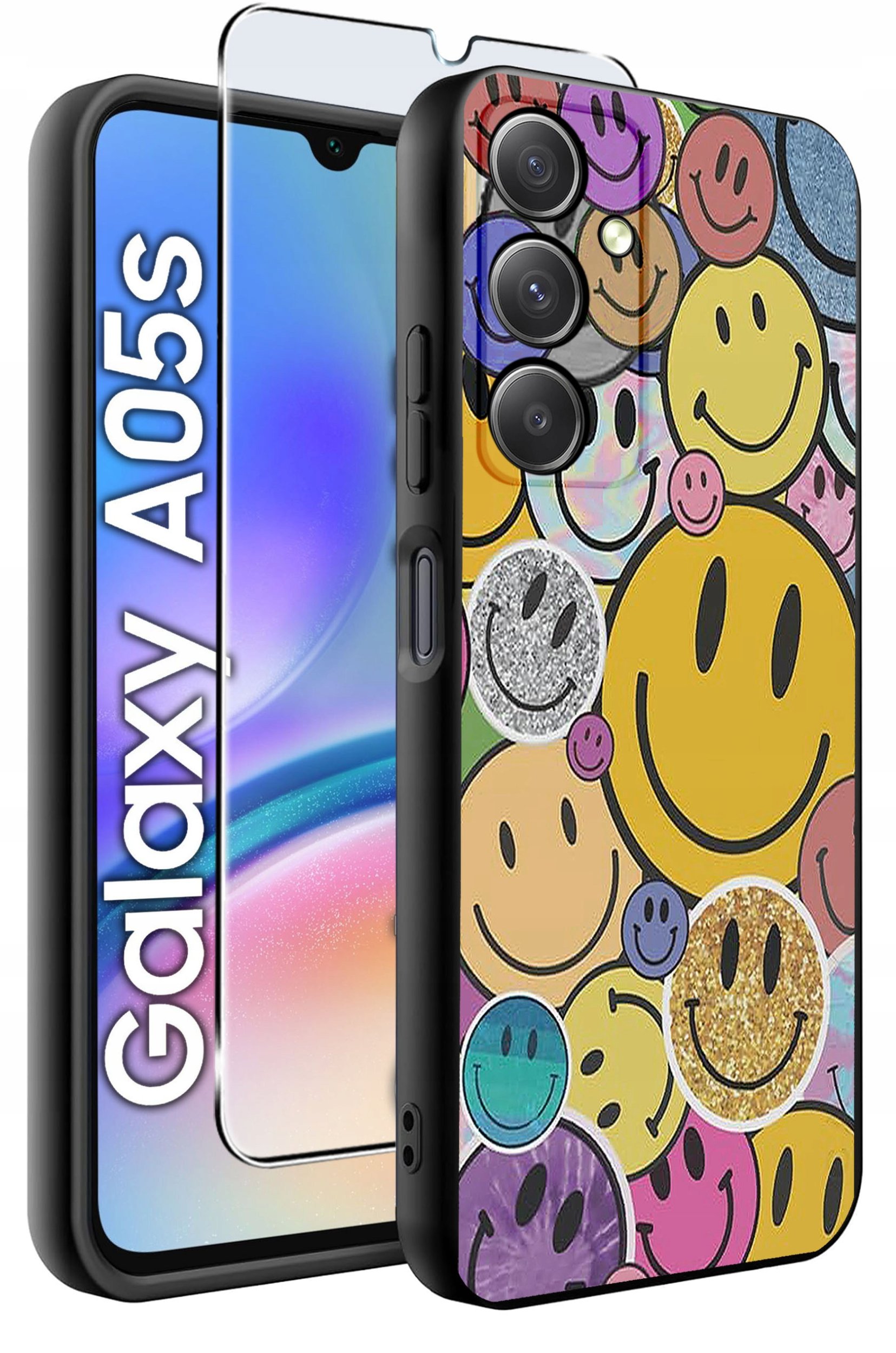ETUI do Samsung A05s WZORY | SILIKONOWE MATT CASE + SZKŁO 9H