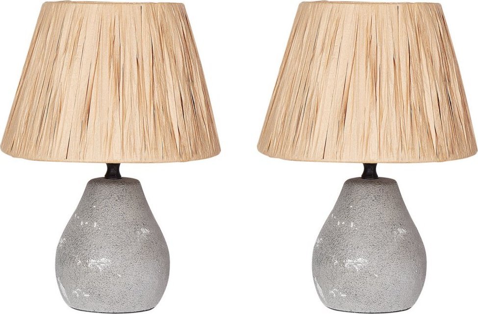 Beliani Zestaw 2 lampek nocnych ceramicznych szary ARWADITO