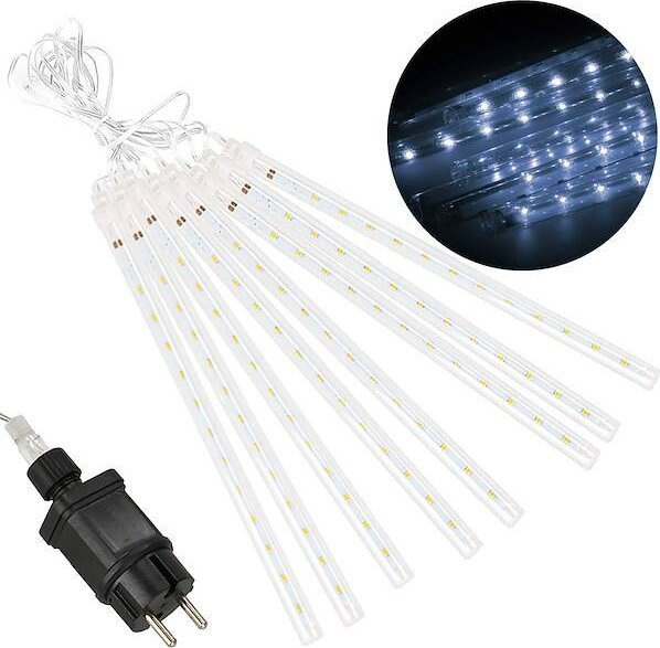 Dekoracja świąteczna Springos Meteory 288 LED kurtyna świetlna lampki zewnętrzne IP44 biały zimny UNIWERSALNY