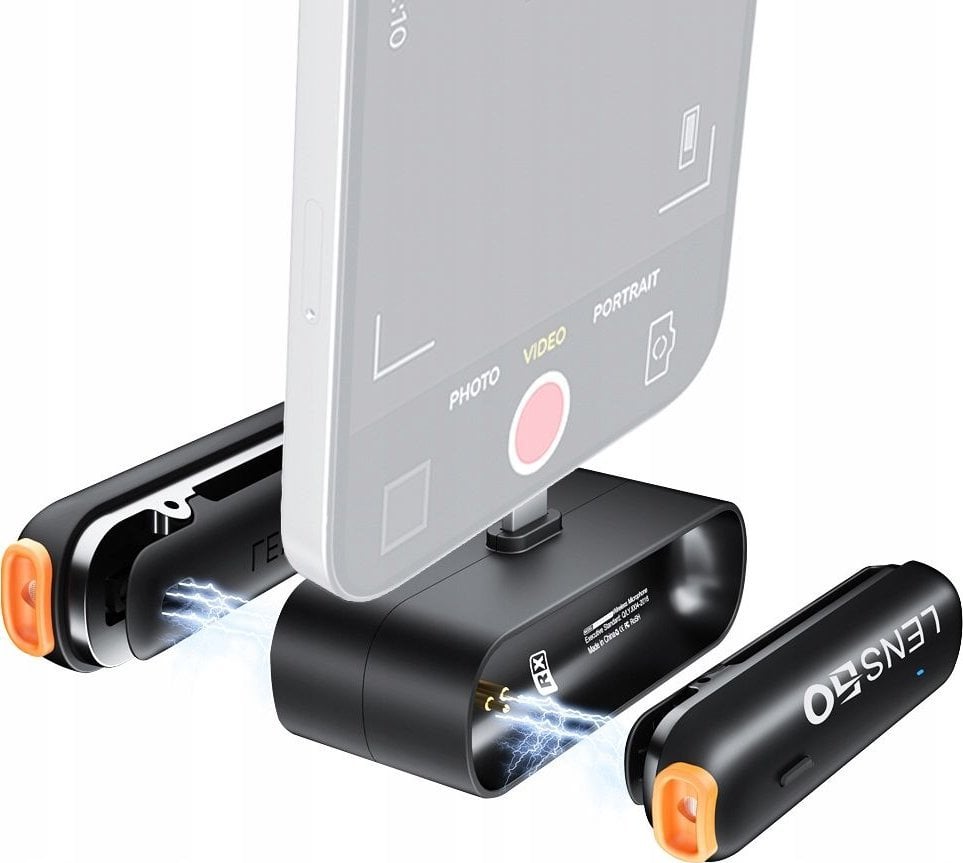 Mikrofon LensGo 2x Bezprzewodowy Mikrofon Krawatowy 50m na Telefon iPhone Lightning LensGo / 518C Mini